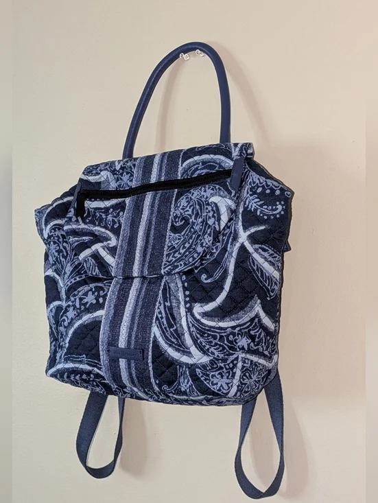 Vera Bradley Indigo Quilted Convertible Backpack Tote - Picture 2 of 12